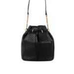 Bally Vintage Black Quilted Leather Drawstring Bag