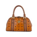 MCM Visetos Alma Cognac Boston Bag