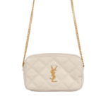 YSL Mini Becky Natural Tan Double Zip Crossbody Bag