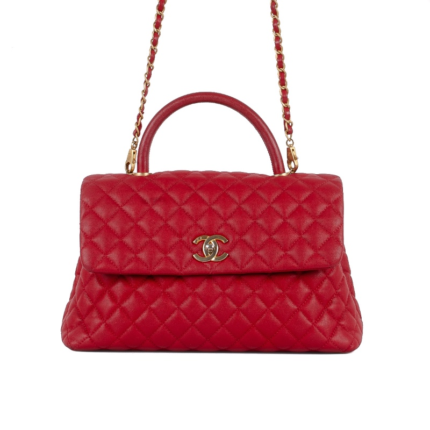 Chanel Coco Medium Red Caviar Top Handle Bag