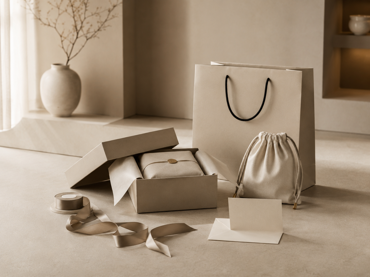 Elegant Vantelle-inspired luxury packaging presentation